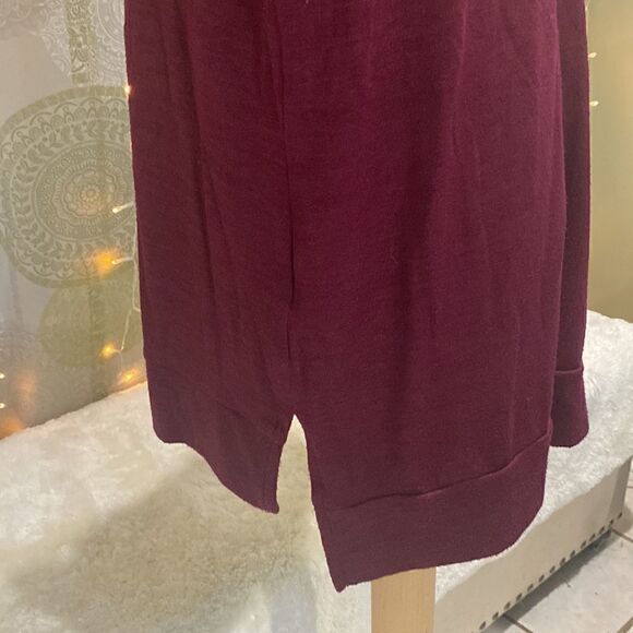 a-new day. Long, L/S, Maroon sweater with loose collar. Womens L. - Picture 5 of 6